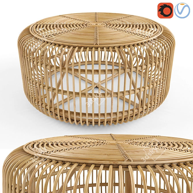 Rattan Meja Coffee Table - Stylish and Functional 3D model image 1
