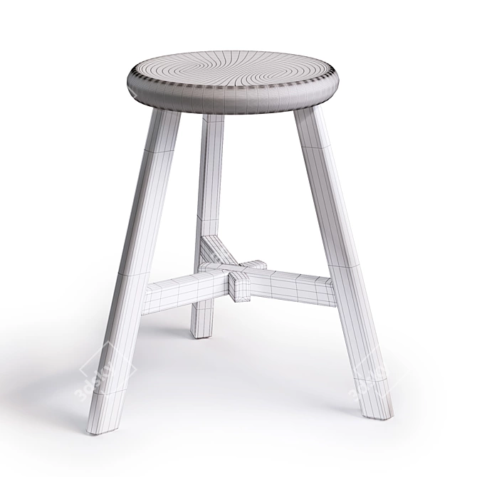 Elegant Elm Stool, Pogo 3D model image 2