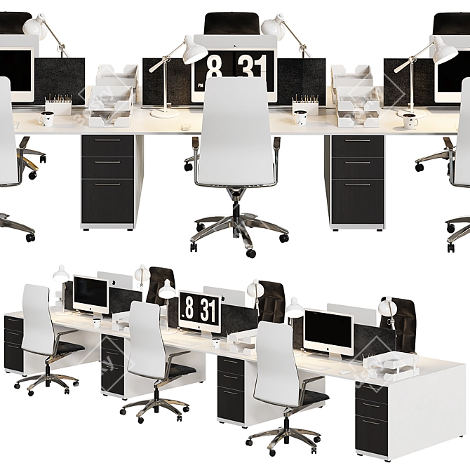 Sleek Modern Office Furniture Set 3D model image 2
