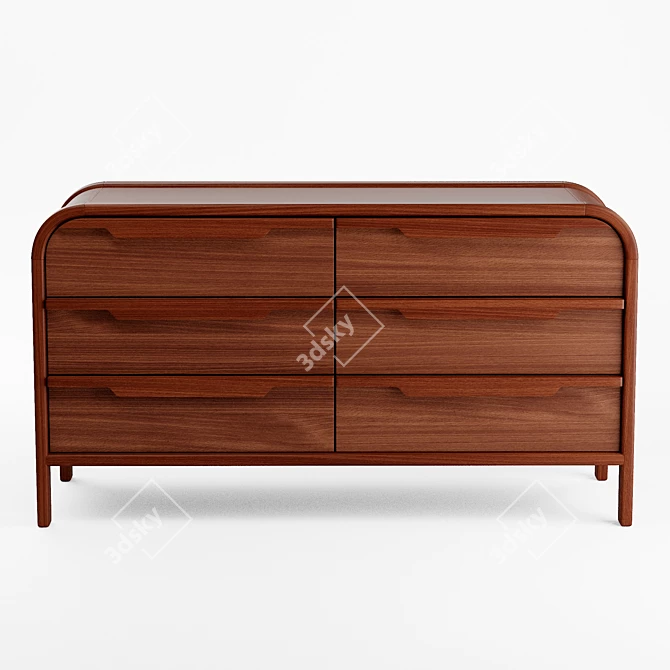 Marienne Wood 6-Drawer Dresser 3D model image 1