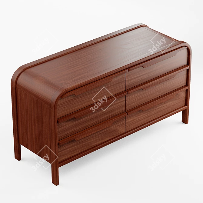 Marienne Wood 6-Drawer Dresser 3D model image 2