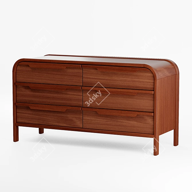 Marienne Wood 6-Drawer Dresser 3D model image 3