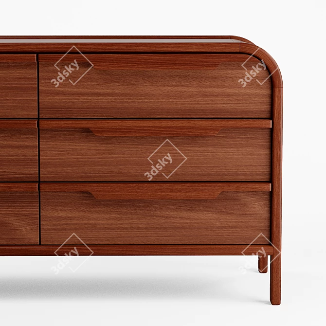 Marienne Wood 6-Drawer Dresser 3D model image 4