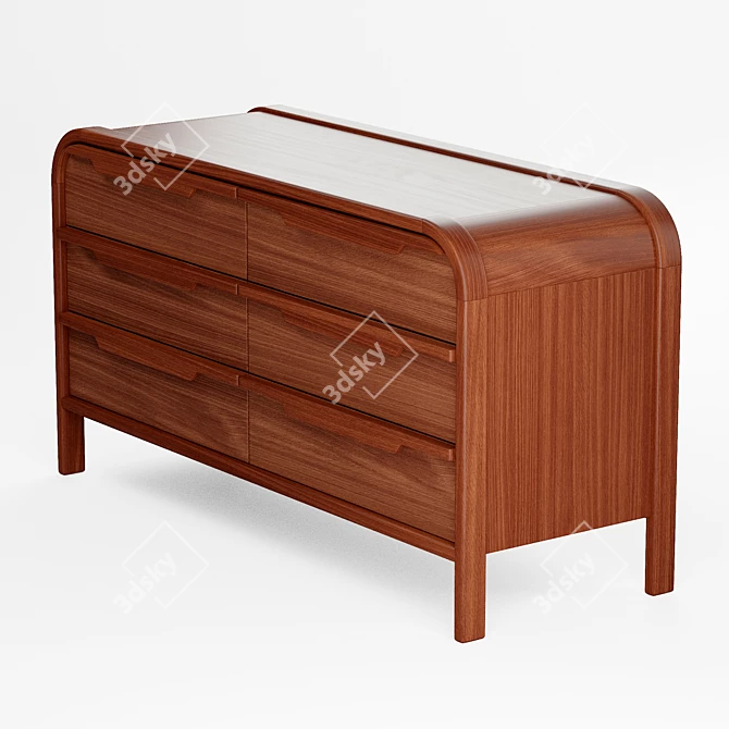 Marienne Wood 6-Drawer Dresser 3D model image 5