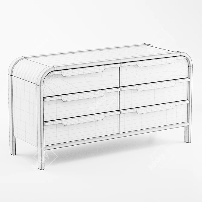 Marienne Wood 6-Drawer Dresser 3D model image 6