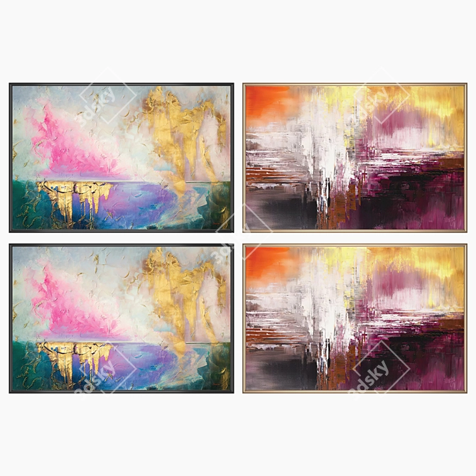 Modern Wall Paintings Set 3366 3D model image 2