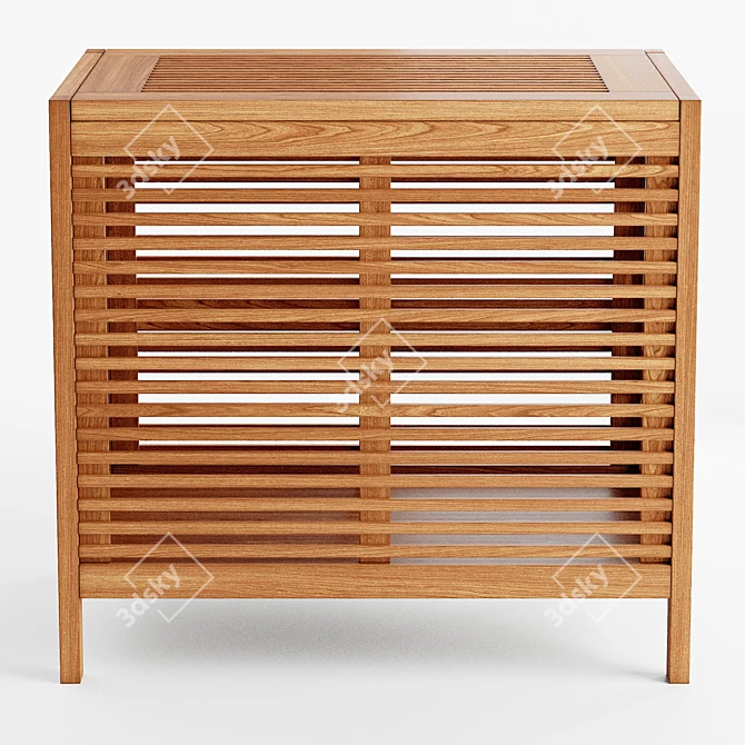 Title: Bamboo Organizer Bin: Stylish Storage Solution 3D model image 2