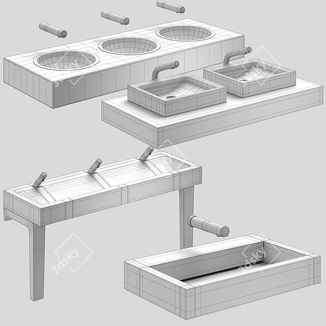 DELABIE Stainless Steel Washbasins 3D model image 7