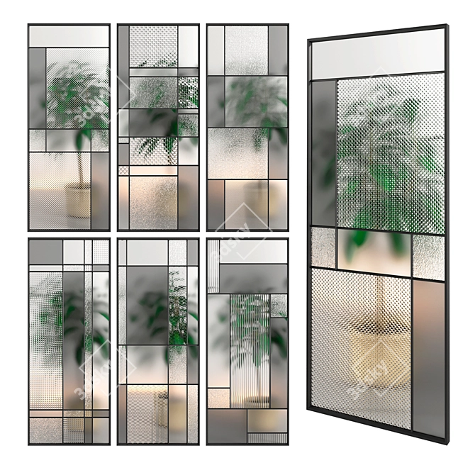 Adjustable Glass Partition 02 3D model image 1