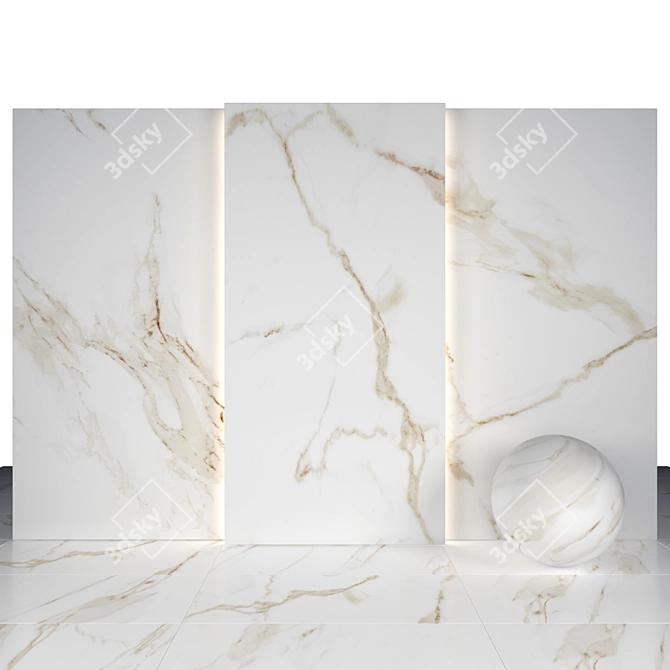 Luxury Calacatta Gold Marble Tiles 3D model image 1