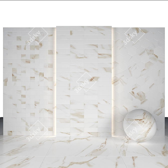 Luxury Calacatta Gold Marble Tiles 3D model image 3