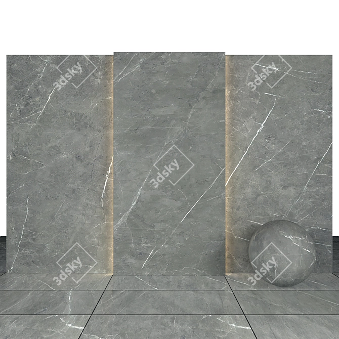 Elegant Roma Gray Stone Tiles 3D model image 2