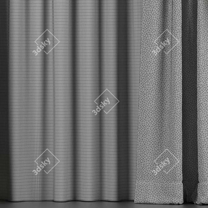 Elegant Curtain Set with Tulle 3D model image 4