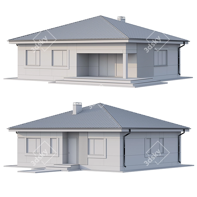 Contemporary Wood Finish One-Storey Cottage 3D model image 5