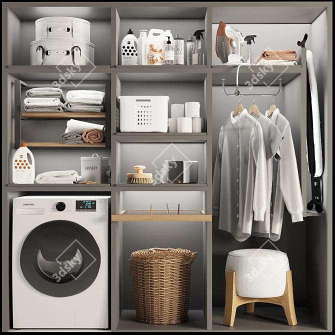 Efficient Laundry Set: Samsung AddWash Washing Machine & Breville Steam Iron 3D model image 1