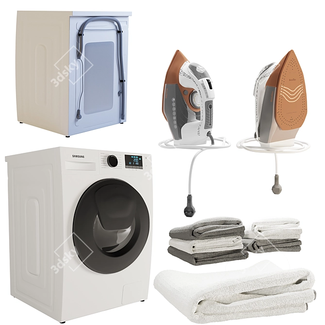 Efficient Laundry Set: Samsung AddWash Washing Machine & Breville Steam Iron 3D model image 3