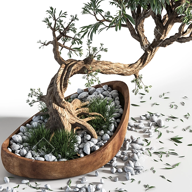 Artistic Bonsai Plant Sculpture 3D model image 2