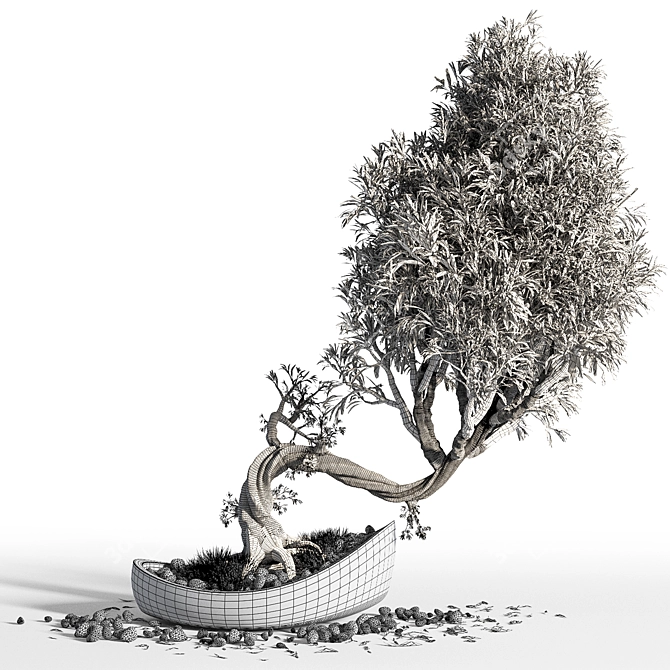 Artistic Bonsai Plant Sculpture 3D model image 6