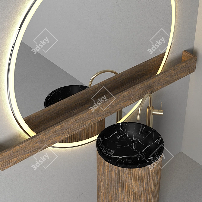 Elegant Bathroom Vanity Set 3D model image 2