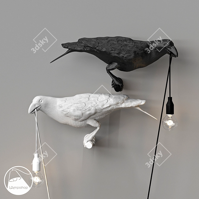 Vintage Industrial Crow Lamp 3D model image 1