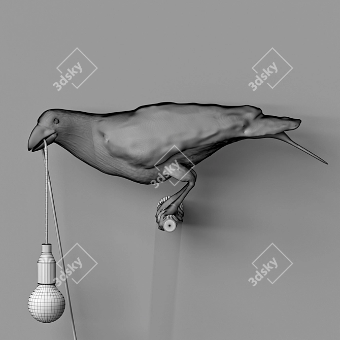 Vintage Industrial Crow Lamp 3D model image 2