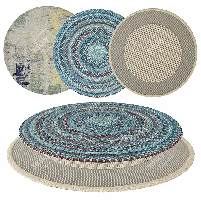 Round Floral Rug - High Quality 3D model image 1