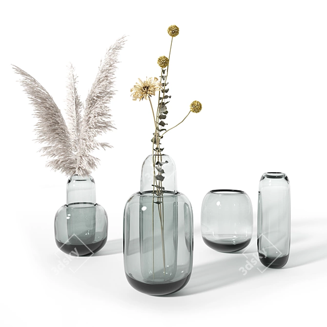 Versatile Bolia Una Clear Gray Vase 3D model image 1