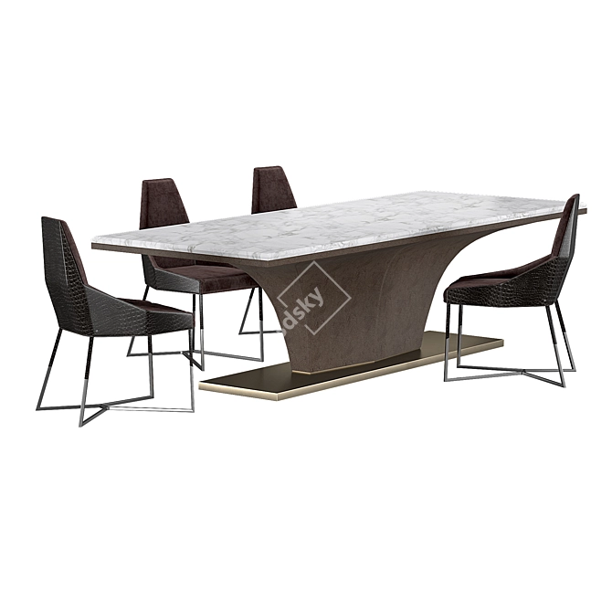 Luxurious Velvet Dining Set: Omotesando by Longhi 3D model image 1