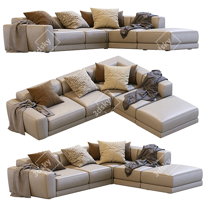 Pasha Leather Sofa by Jesse 3: Elegant and Timeless 3D model image 7