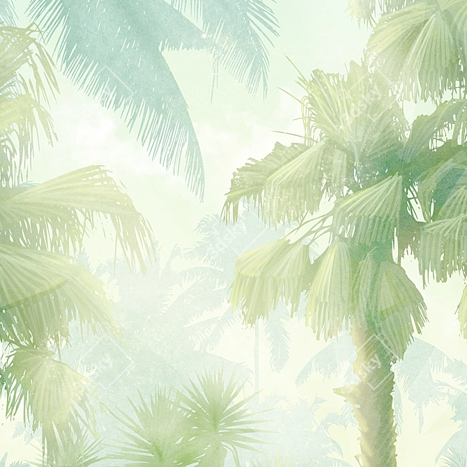 Title: Tropical Paradise Panels - Customizable Design Wallpapers 3D model image 7