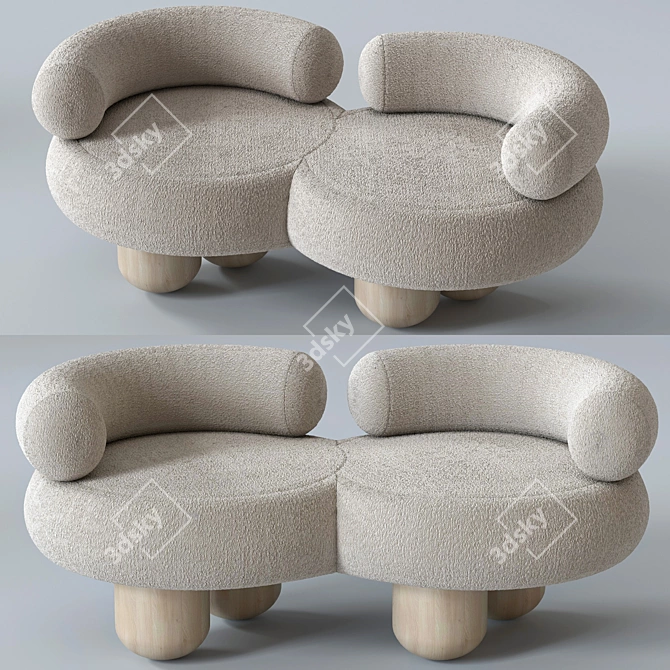 Elegant Siamese Sofa: Perfectly Crafted 3D model image 24