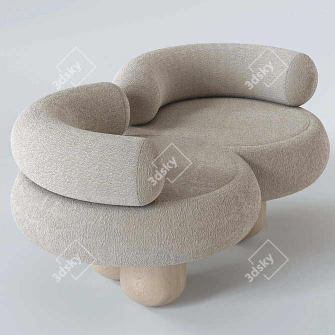 Elegant Siamese Sofa: Perfectly Crafted 3D model image 2