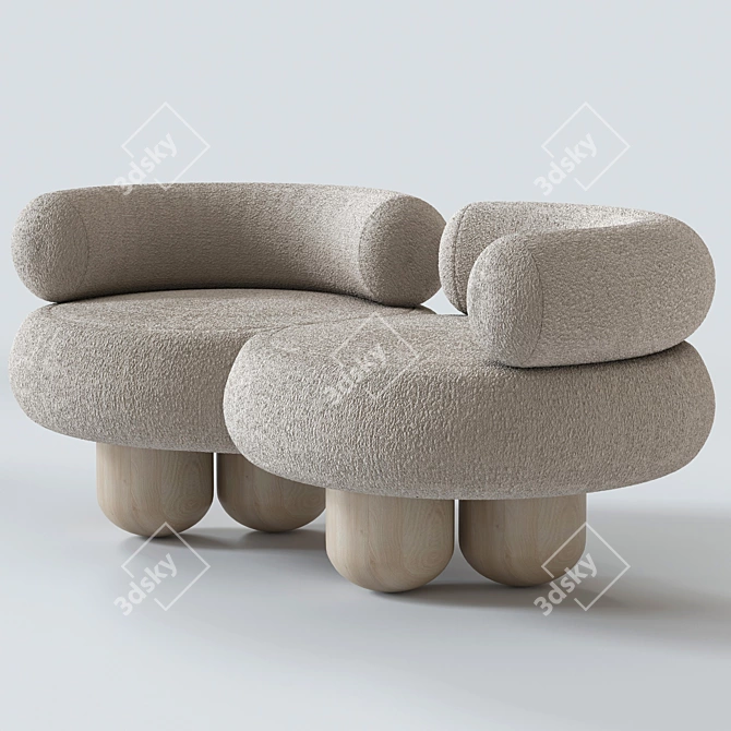 Elegant Siamese Sofa: Perfectly Crafted 3D model image 5