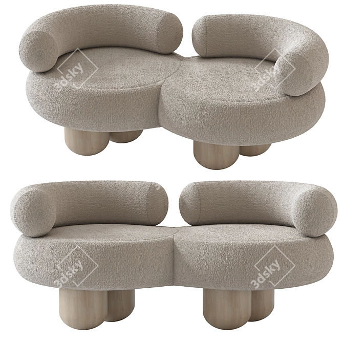 Elegant Siamese Sofa: Perfectly Crafted 3D model image 7
