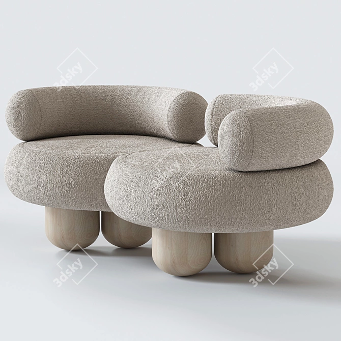 Elegant Siamese Sofa: Perfectly Crafted 3D model image 10