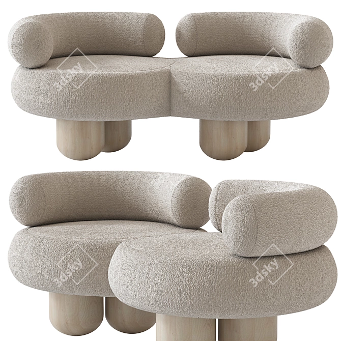 Elegant Siamese Sofa: Perfectly Crafted 3D model image 14