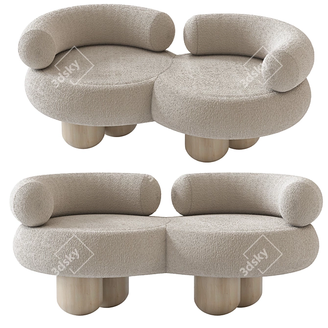 Elegant Siamese Sofa: Perfectly Crafted 3D model image 15