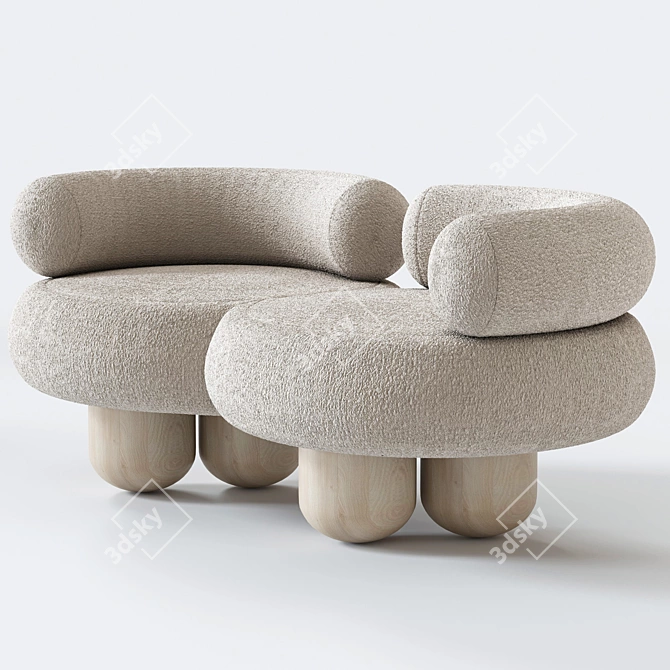 Elegant Siamese Sofa: Perfectly Crafted 3D model image 16