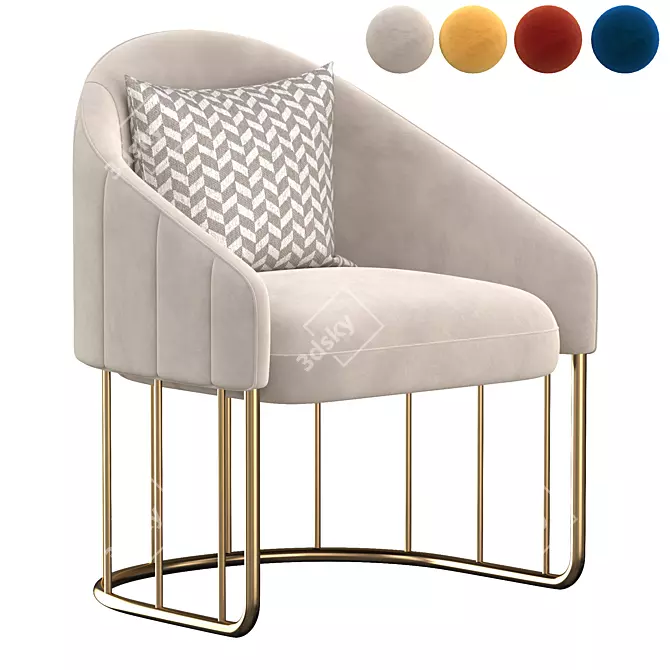 Luxury Gold Velvet Accent Chair 3D model image 1
