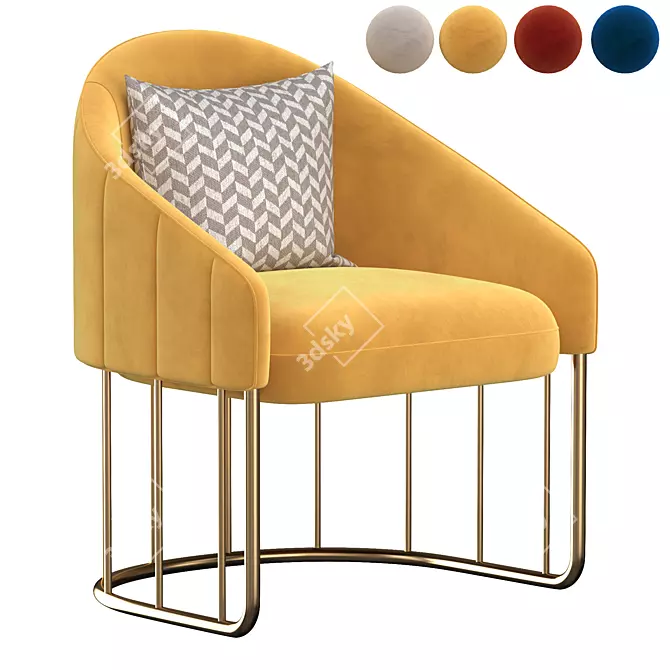 Luxury Gold Velvet Accent Chair 3D model image 2