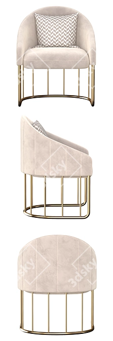 Luxury Gold Velvet Accent Chair 3D model image 5