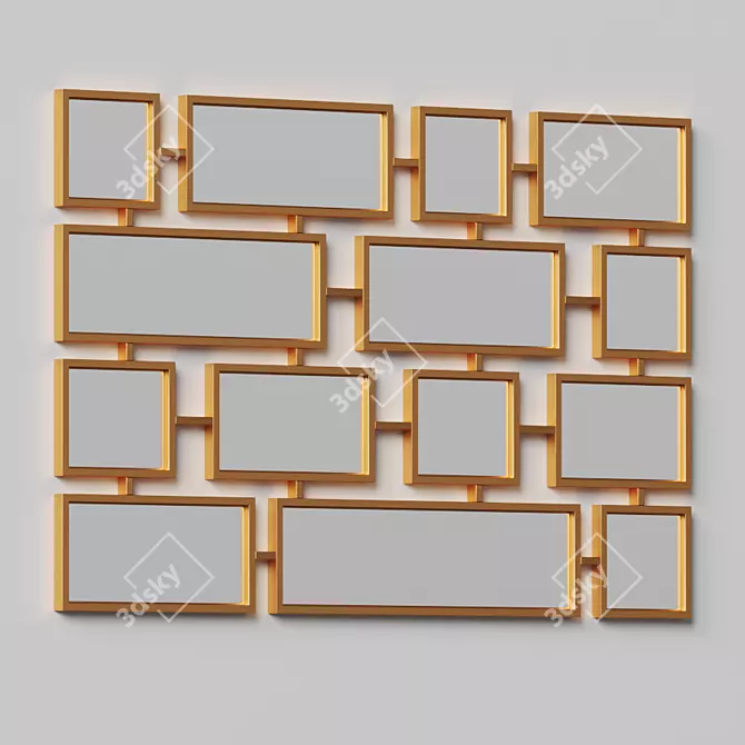 Geometric Gold Rectangles Wall Mirror by Clear Home Design 3D model image 2
