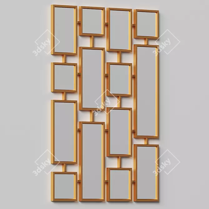 Geometric Gold Rectangles Wall Mirror by Clear Home Design 3D model image 3