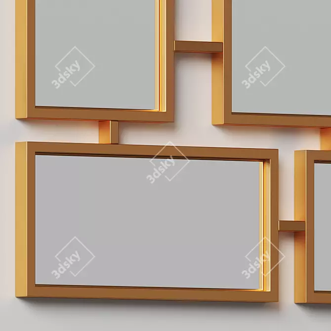 Geometric Gold Rectangles Wall Mirror by Clear Home Design 3D model image 4