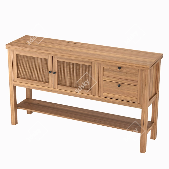 Gabin Pine & Woven Buffet: Elegant 1420 x 370 x 840H mm Design 3D model image 2