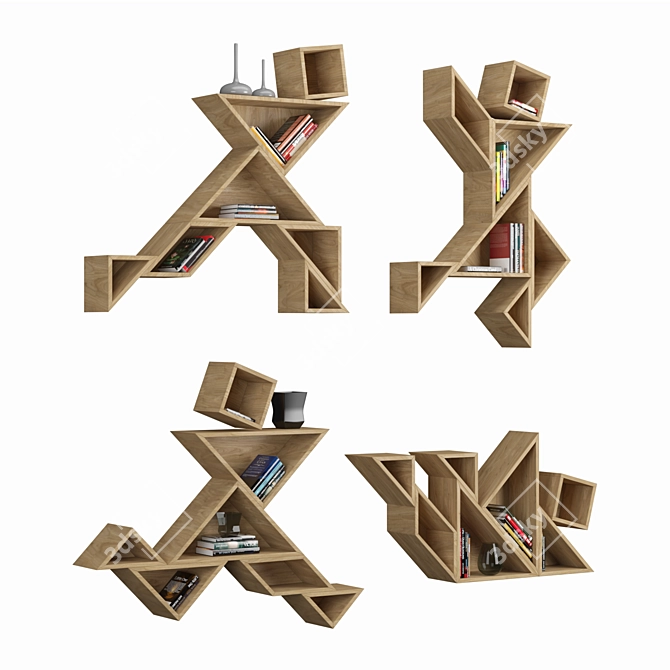 Modern Modular Bookcase Set 3D model image 2