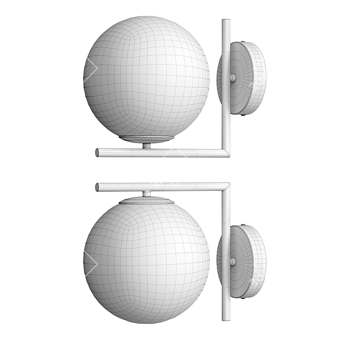 Sleek Sphere Wall Lamp 3D model image 3