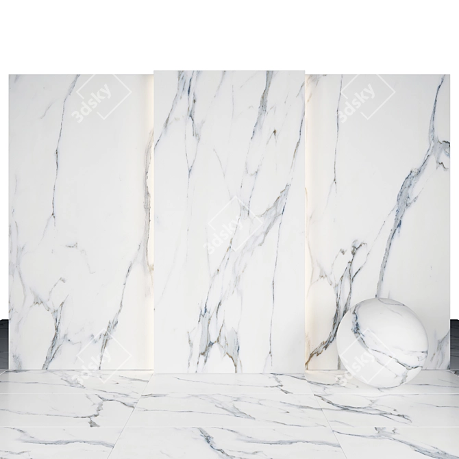 Elegant Solo White Marble Slabs 3D model image 1