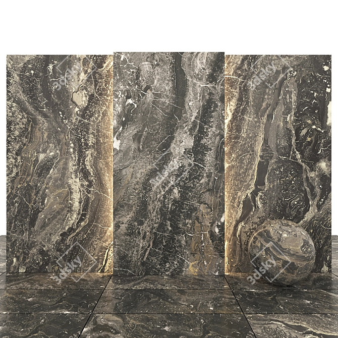 Nebula Dark Gray Marble Slabs 3D model image 1