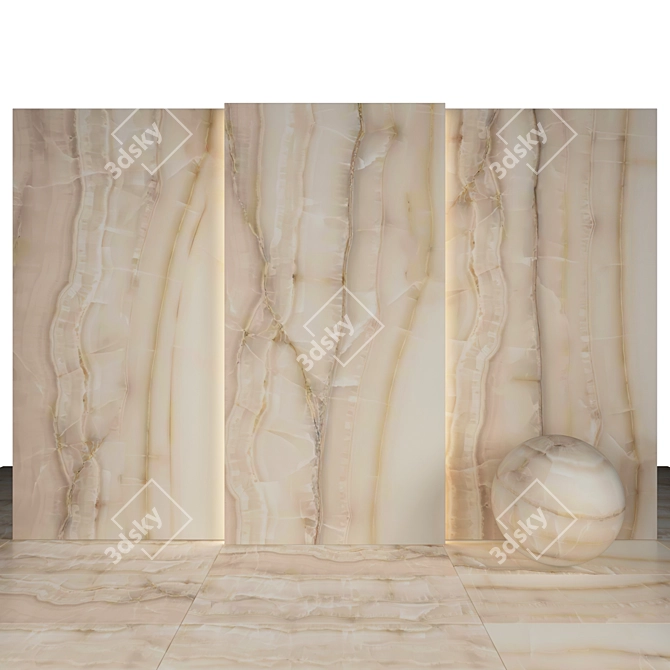 Elegant Akoya Beige Marble Tiles 3D model image 1